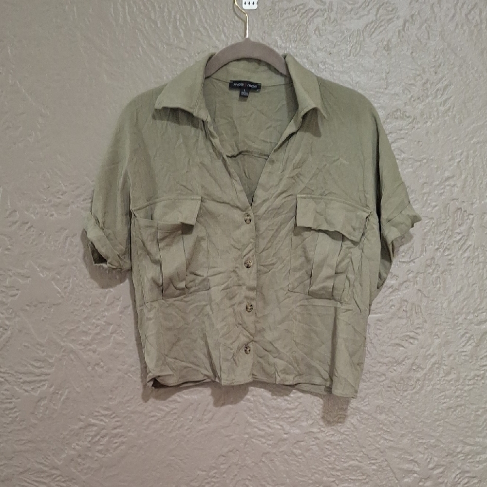 Moa Moa Wome'sOlive Button-Down Shirt Size L